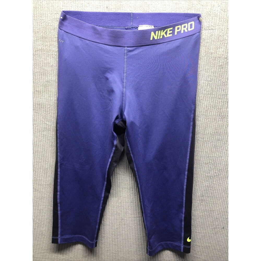 Nike Pro Athletic Capri Pants Size Large Purple Workout Exercise